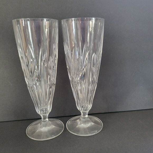Set Of 2 Princess House Royal Highlights Crystal Pilsner Glasses - Picture 3 of 4